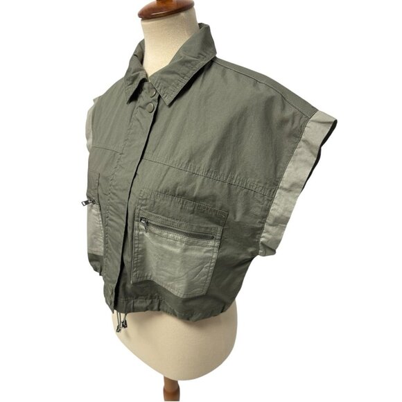 Forever 21 women's Poplin Color block Utility Cropped Vest size S - Picture 11 of 12